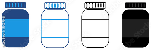 Supplement, medicine or vitamin bottle icons are intended for pregnant women and are displayed with simple icon	
