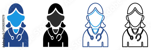 Line icon female medical professionals in a health context, especially those related to patient care, consultation and medical support, including in the field of fetal and maternal health