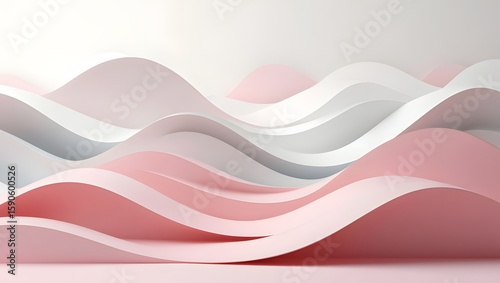 Abstract Paper Wave Background - Pink and Grey Tones