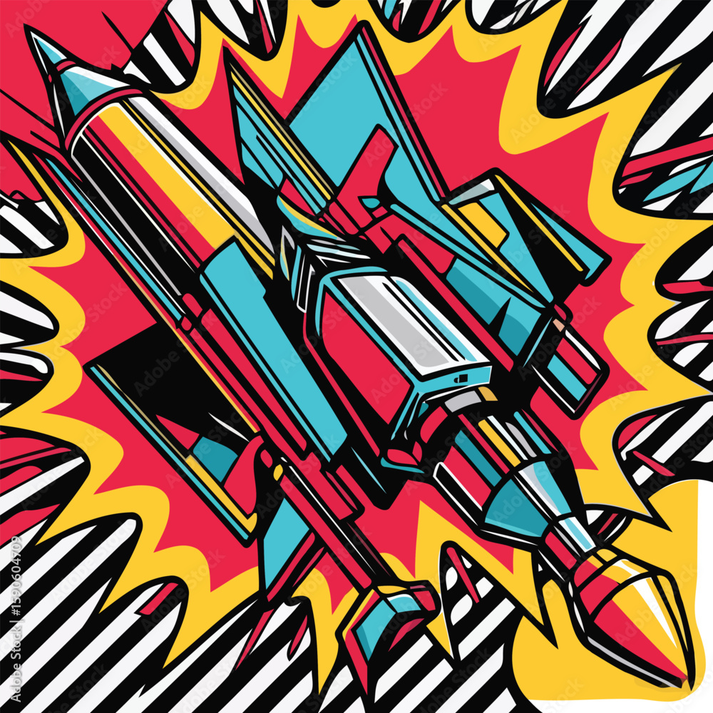 Obraz premium Rocket flies into space.eps