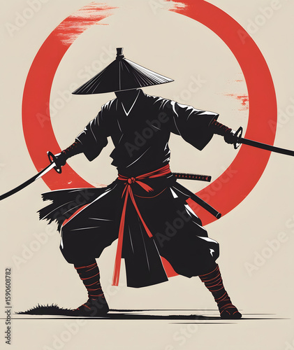 Samurai Silhouette Duel at Sunset