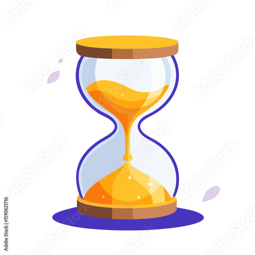 Hourglass with flowing golden sand time