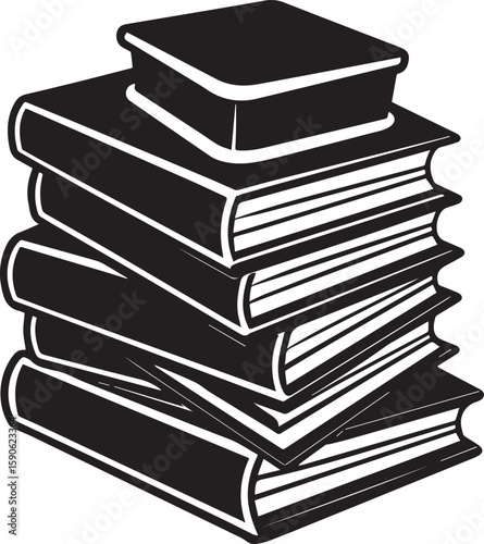 stack of books silhouette vector icon, stack of books isolated