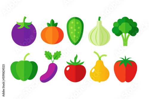Collection of Flat Designed Vegetables Icons