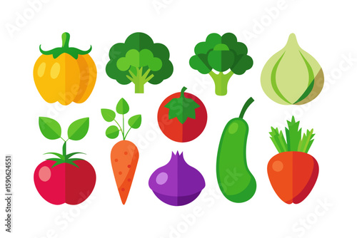 Collection of Flat Style Vegetable Icons