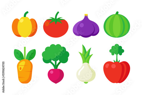 Collection of Flat Style Vegetable Icons