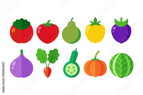 Collection of Flat Designed Fruits and Vegetables