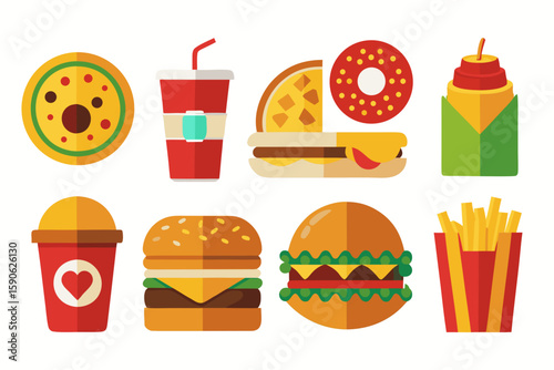 Fast Food Icons Flat Design