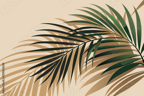 Abstract Palm Leaves on Beige Background