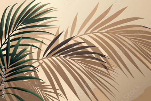 Abstract Palm Leaf Pattern with Shadows
