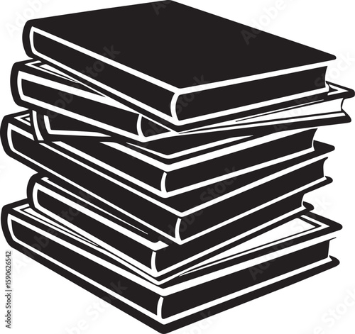 stack of books silhouette vector icon, stack of books isolated