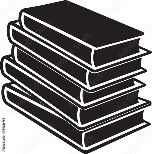 stack of books silhouette vector icon, stack of books isolated