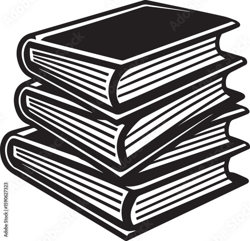 stack of books silhouette vector icon, stack of books isolated