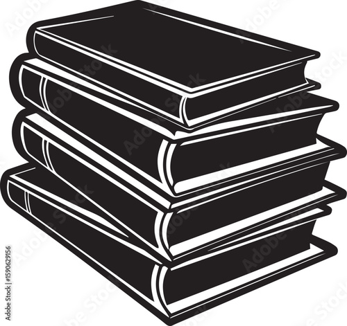 stack of books silhouette vector icon, stack of books isolated