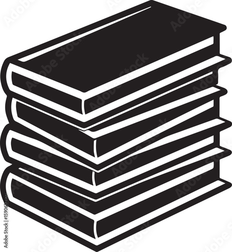 stack of books silhouette vector icon, stack of books isolated