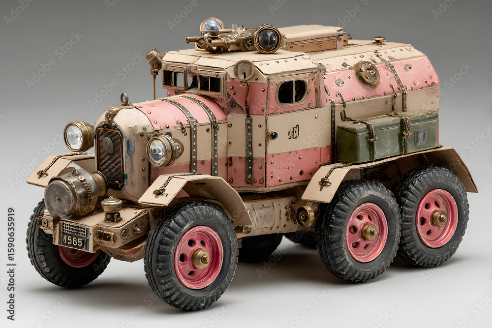 Obraz premium Cardboard model of a miniature toy vehicle
