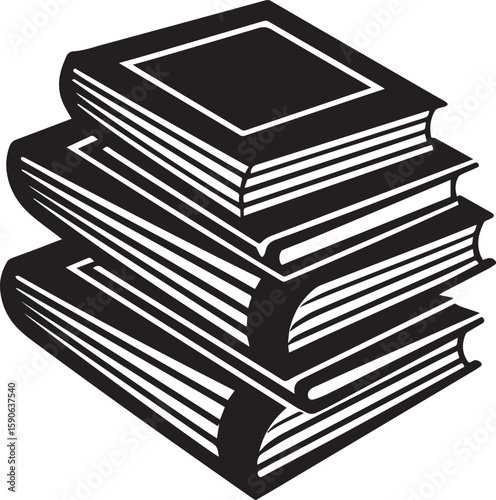 stack of books silhouette vector icon, stack of books isolated
