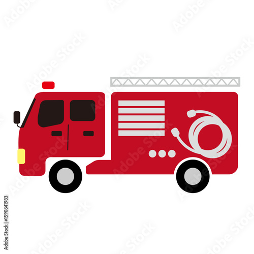 シンプルで可愛い消防車のイラスト素材