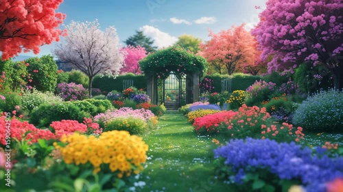 The Beauty of a Colorful Garden in Bloom - Seamless Time-Lapse Video Animation Background