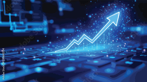 Digital growth concept representing financial progress and business success using technology.