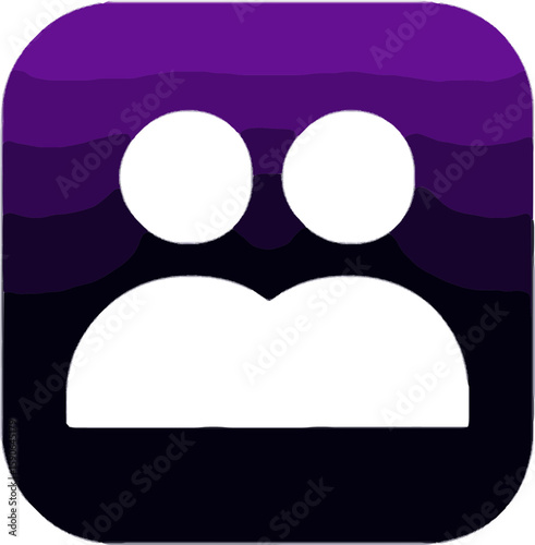 abstract white faces on purple gradient background
