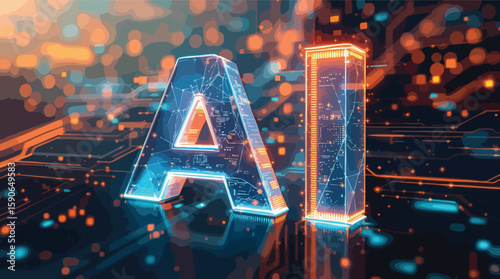 Futuristic ai concept illustration featuring digital circuitry and technological advancements.
