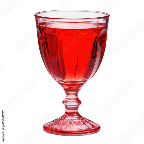 Vibrant Red Drink in Elegant Glass with Transparent Background