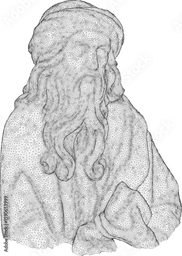 Vector sketch illustration silhouette design statue philosopher thinker roman greek classic vintage ethnic europe