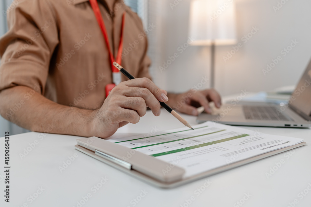 Fototapeta premium businessman is working in his private office, marketing manager works with a lot of paperwork, an employee is working for company, finance manager is in the office