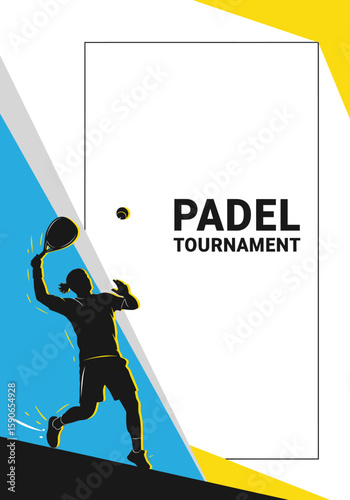 A poster template for a padel tournament with a player silhouette.