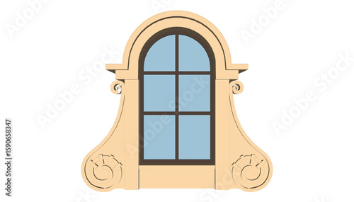 Vector sketch illustration of silhouette design of old building window balcony classic vintage