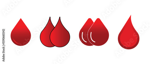 set of blood drop icon, water drop, liquid and oil drops icon.