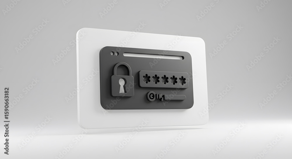 Password Security Icon: Digital Protection Concept Password Security Icon: Digital Protection Concept