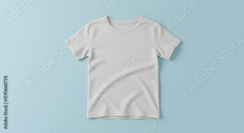 White T-Shirt Mockup on Blue Background, Blank Apparel Design Template