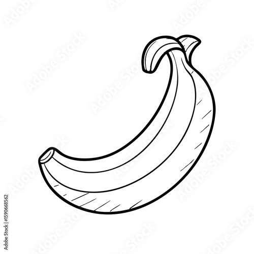 Chalk style illustration of a banana with curved shape and lines  