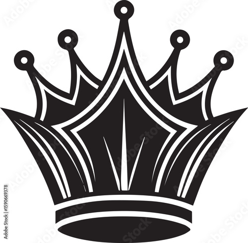 black crown silhouette vector, crown icon, crown vector illustration black and white