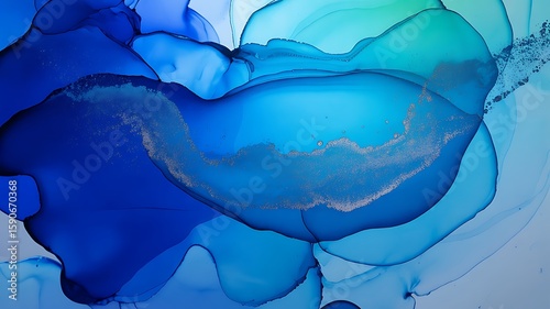 Swirling Blues and Greens Abstract Fluid Art