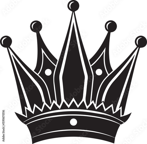 black crown silhouette vector, crown icon, crown vector illustration black and white