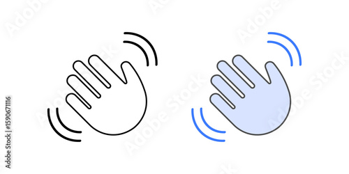 Gesture control support icon featuring a hand with wave lines, representing touchless interaction for accessible user interfaces.