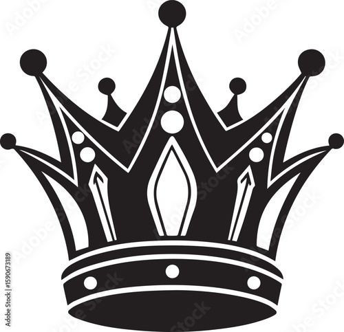 black crown silhouette vector, crown icon, crown vector illustration black and white