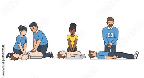 First Aid CPR Training and Resuscitation Illustration
