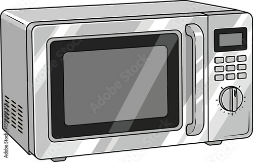 Microwave Oven Illustration Kitchen Appliance for Quick Cooking Solutions