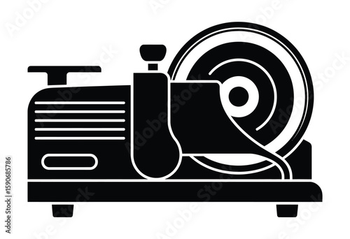 Meat Slicer Machine Icon - Kitchen Equipment Silhouette