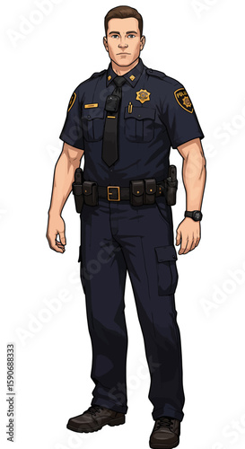 Police Officer Cartoon No Background Vector 