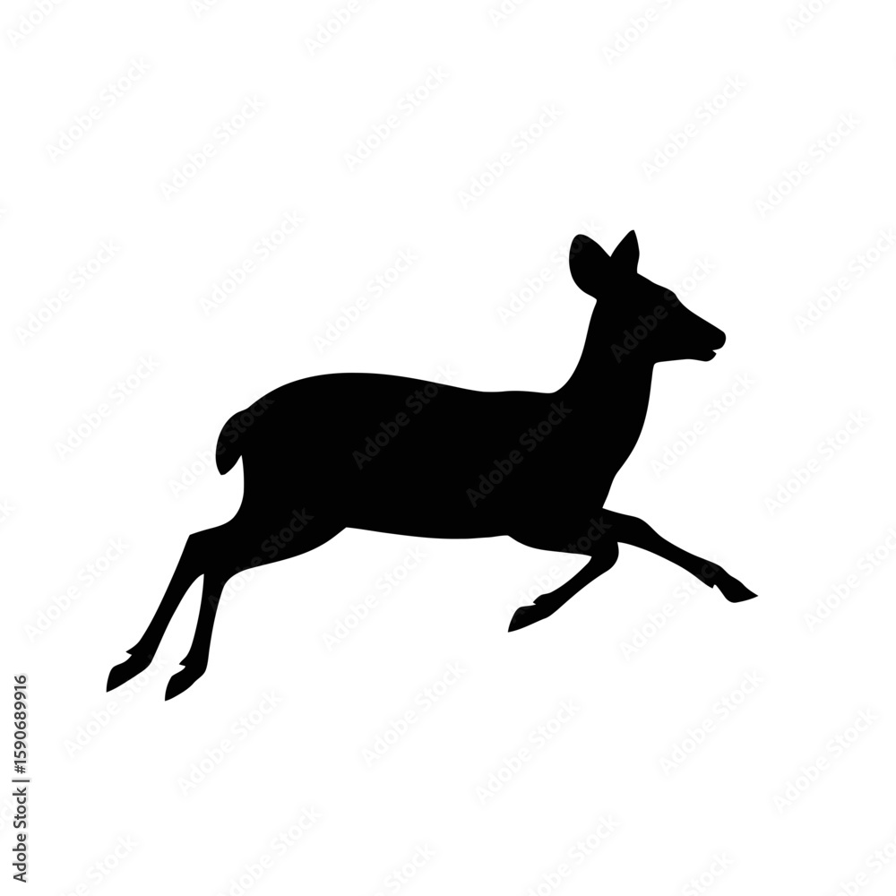 Fototapeta premium Graceful leaping deer silhouette running animal