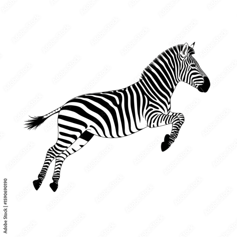 Naklejka premium Leaping Zebra Silhouette animal jumping