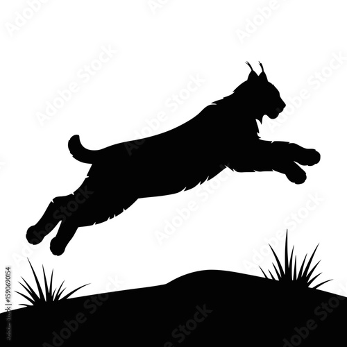 Leaping Lynx Silhouette animal jumping