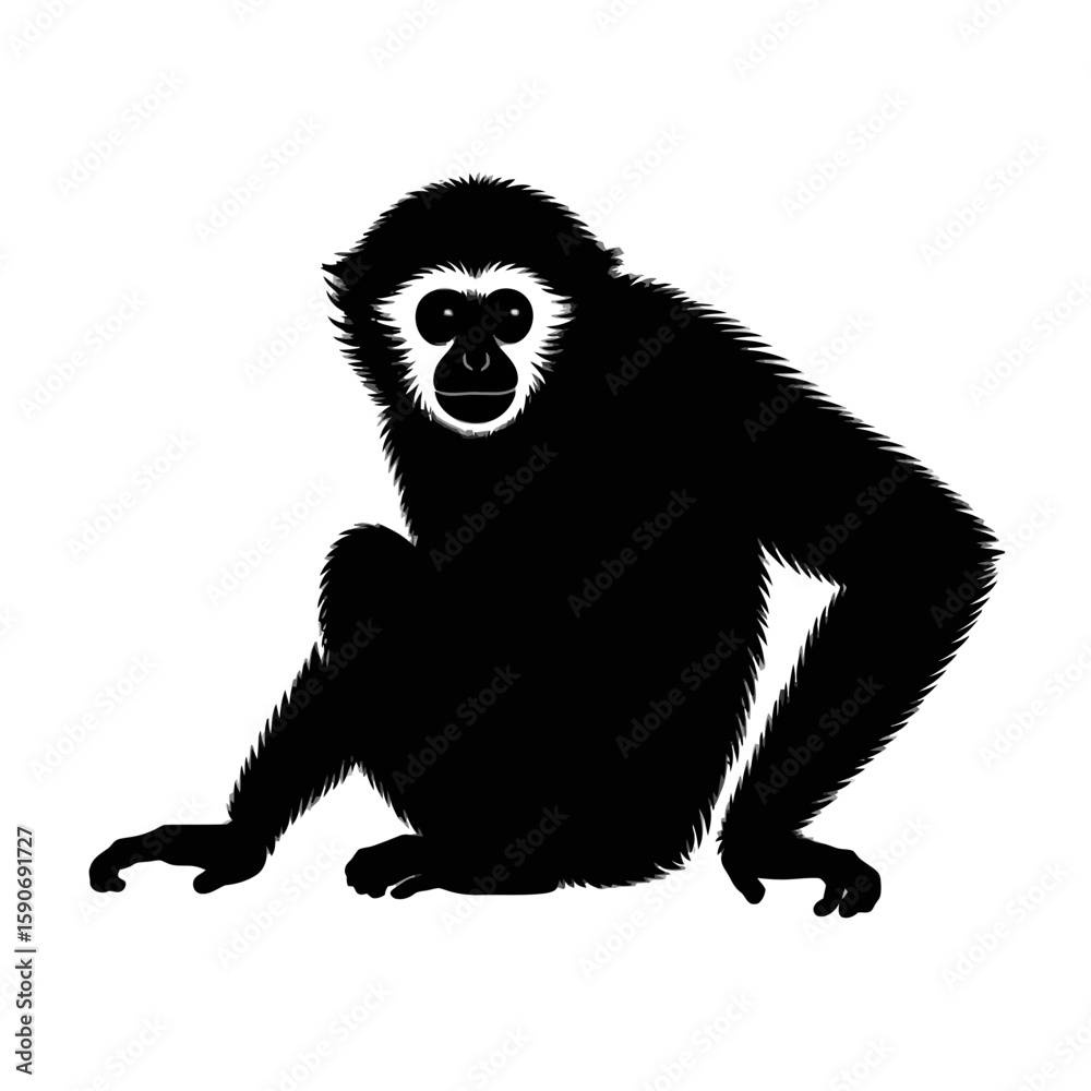 Fototapeta premium Orangutan Sitting Silhouette primate animal