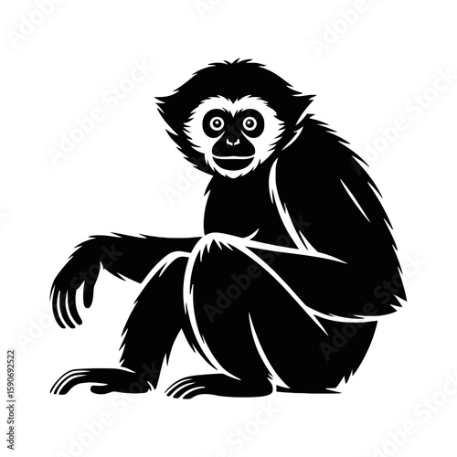 Sitting Gibbon Ape primate animal