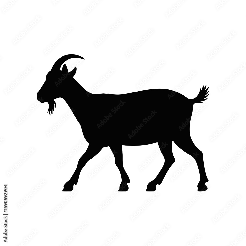 Fototapeta premium Walking Goat Silhouette animal farm animal